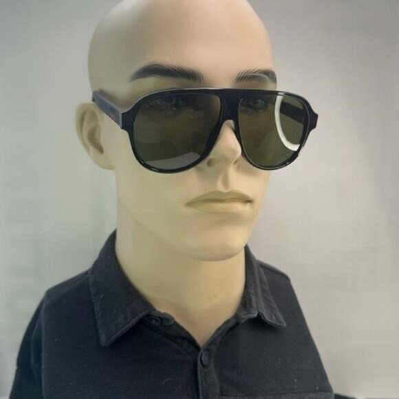 New Authentic- Gucci Green Pilot Men's Sunglasses GG0009S 001 59 - Picture 1 of 13